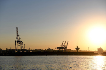 Obraz premium Unloading crane at the port of Odessa.