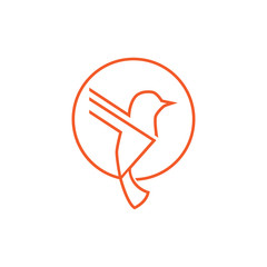 orange bird vector lines for business
