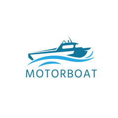 Simple template logo icon of the abstract motor boat.Vector illustration