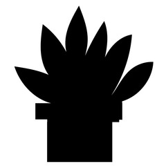 isolated, silhouette of a plant in a pot on a white background