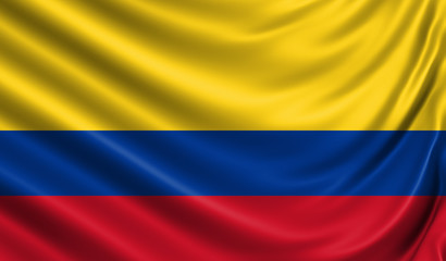 Waving color flag. Silk texure. 3d illustration.