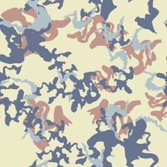 Urban camouflage of various shades of blue, brown and beige colors