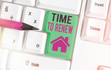 Conceptual hand writing showing Time To Renew. Concept meaning extending the period of time when...