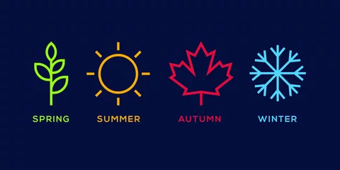 Deurstickers vier seizoenen logo winter lente herfst zomer vectorillustratie © funpixel