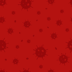 Different Kinds of Corona Viruses. Bacteria Biology Organisms Seamless Pattern. Virus Infection Coronavirus Epidemic Sick. Medical Genetics Bacteriological Microorganism. Flat Vector red Illustration