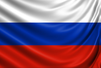 Waving color flag. Silk texure. 3d illustration.