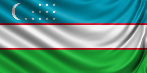 Waving color flag. Silk texure. 3d illustration.