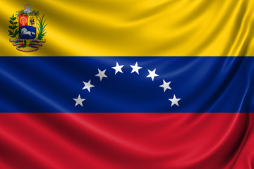 Waving color flag. Silk texure. 3d illustration.