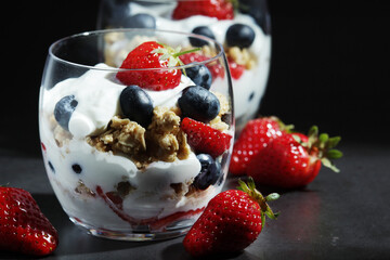 Yogurt with fresh berry and granola