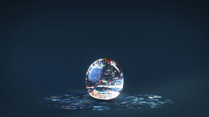 Glass sphere with glitching texture 3D render illustration