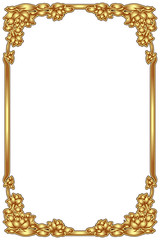 Vertical vector golden floral lotus design. Vintage frame on a white background