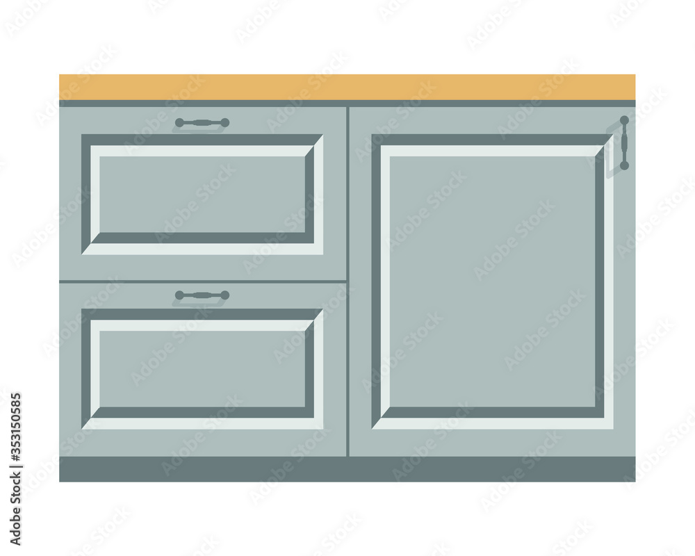 Wall mural Kitchen cabinet classic design. Grey furniture for kitchen