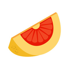 Isometric style icon. A slice of grapefruit. Vector illustration isolated on white background for web design.