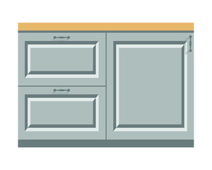 Kitchen cabinet classic design. Grey furniture for kitchen