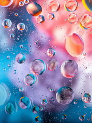 Oil in water bubbles abstract colorful rainbow background. 