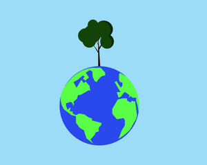 Earth day. Environment. Green tree flat design