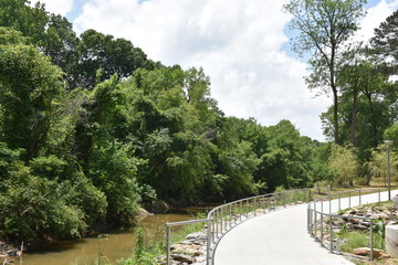 Park landscape with an elevated pedestrian trail