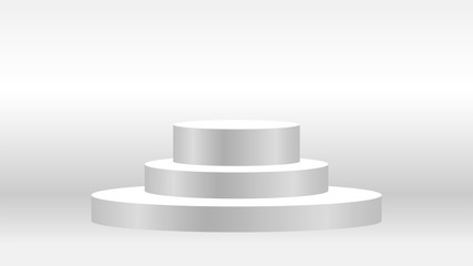 luxury 3d pedestal silver on grey background, silver pedestal circle box for cosmetics product display show, silver podium stage show for deluxe victory position, ellipse pedestal of product placement