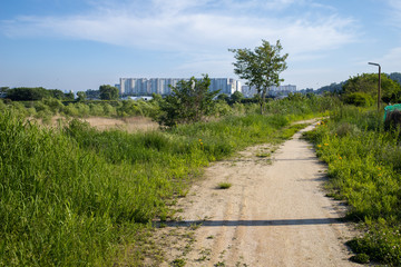 a country road to the city.