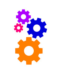 circle cog gear colorful for mechanization icon isolated on white, gear symbol for button icon for progress web, simple circle cog shape for engineering mechanism, machinery industrial technology sign