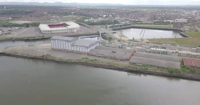 Drone footage of the area around the River Tees at Middlesbrough