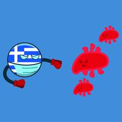 Fototapeta premium greece fight with virus vector illustration icon