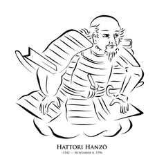 服部 半蔵／正成（1542 – 1597）　歴史上の人物　線画イラスト