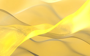 Abstract gold background. Beautiful backdrop with yellow waves. 3d illustration.