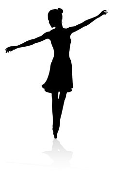A high quality detailed silhouette of a ballet dancer dancing