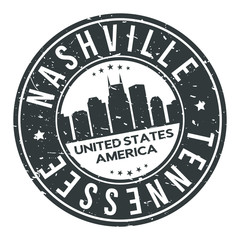 Nashville Tennessee USA Stamp Logo Icon Symbol Design Skyline City