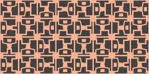 Seamless geometric pattern with dancing human figures, similar to a ritual ornament