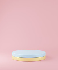 cylinder podiums on pink background. Abstract minimal scene with geometrical. Modern pedestal show cosmetic products presentation. Mock up design empty space. studio platform template. 3d render