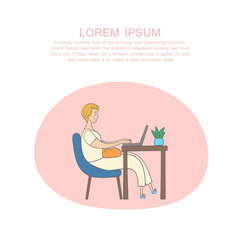 Online education, woman works from home during quarantine