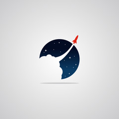 Illustration vector graphic of Rocket in the Night Sky. Perfect to use for Technology Company © Putraaaaa