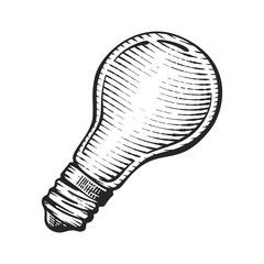 light bulb vintage engraved illustration, hand drawn old sketch in style
