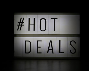 Lightbox sign with words Hot Deals