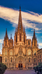 Fototapeta premium Cathedral of Barcelona during Coronavirus pandemic. Catalonia,Spain