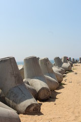 beach blocks at beach in kerala india