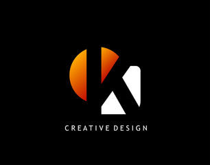 K Letter Creative Negative Space , design concept geometric shape with letter K logo icon for technology, business, finance, initials and more brand identity.