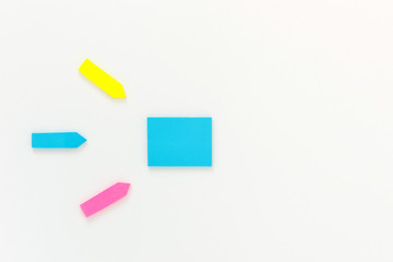 Сolored paper stickers. Collection of different colored sheets of note papers Isolated on white background,