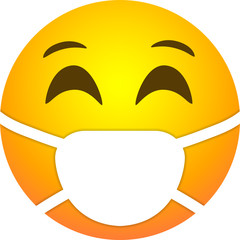 Emoji with Medical Mask. Smiley Face With Medical Mask Emoji Vector Illustration. Chat Elements. Virus Protection. Trending emoticon.