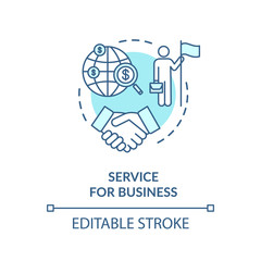 Service for business concept icon. International partnership idea thin line illustration. Company globalization. Businessmen agreement. Vector isolated outline RGB color drawing. Editable stroke