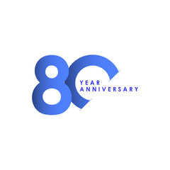 80 Years Anniversary Celebration Blue Gradient Vector Template Design Illustration