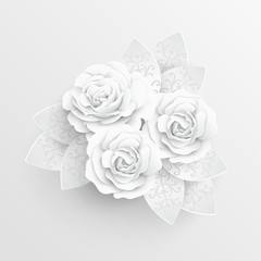 White roses cut from paper.