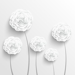 White roses cut from paper.