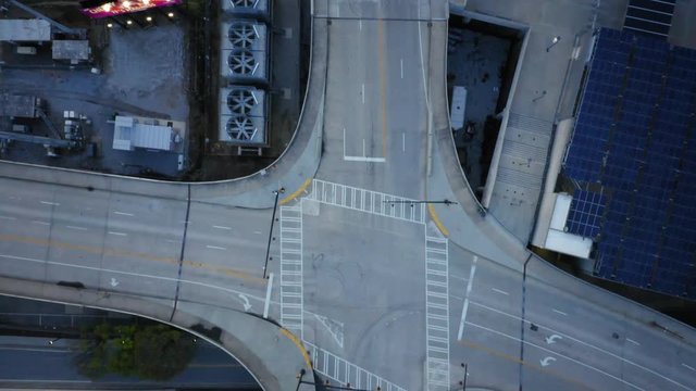 Atlanta Georgia Aerial of an Empty Road Looking Straight Down near Mercedes-Benz Stadium