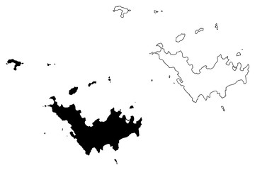 Saint Barthelemy island (France, French Republic, Overseas collectivity) map vector illustration, scribble sketch St. Barths or St. Barts map © danlersk