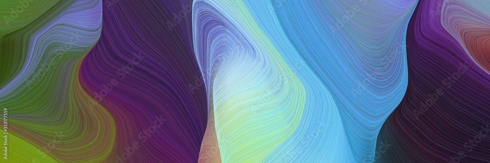 Aufkleber landscape orientation graphic with waves. elegant curvy swirl waves background design with very dark