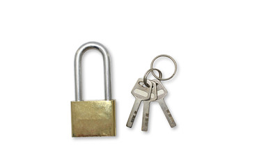 lock and key isolated on white background.
