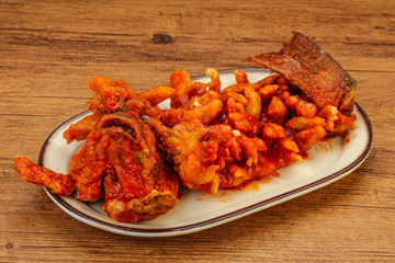 Chinese cuisine squirrel fish with sauce